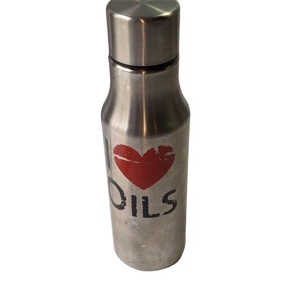 Stainless Steel "I Love Oils" Insulated Water Bottle With Screw-On Lid - Picture 1 of 4